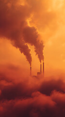 Fototapeta premium Industrial Air Pollution with Dramatic Cloudy Smoke