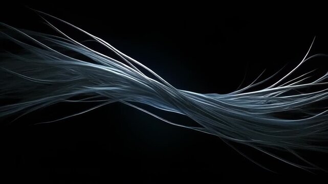 Abstract Silver Threads Waving in Dark Background Animation Render