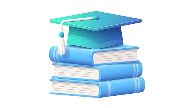 Graduation cap on stack of books silhouette educational concept - Powered by Adobe