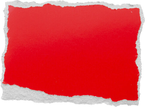 piece of red cardboard paper tear isolated on white background