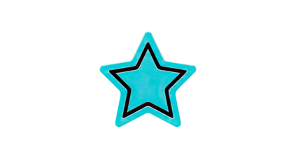 Turquoise Star with Black Outline
