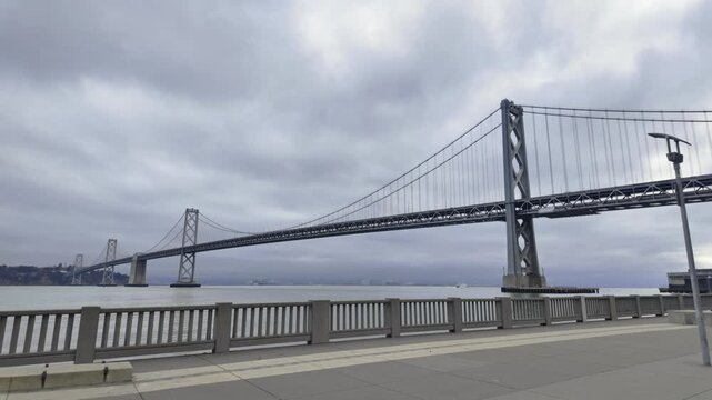 Bay Bridge as seen from San Francisco Bay Trl on a cloudy day