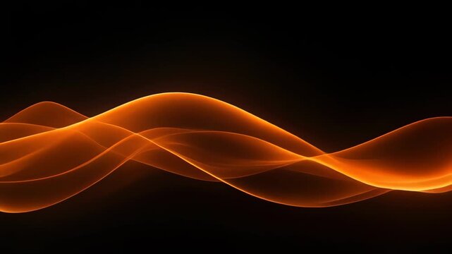 Abstract Orange Wave Glowing Against Black Background