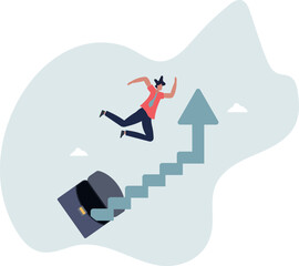 business target concept, confidence businessman step walking up stair of success with rising up arrow.life and employment of people.