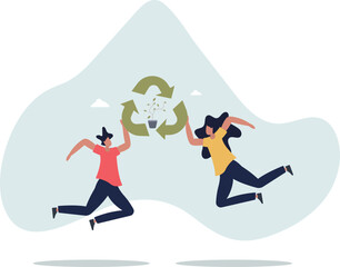 Environment care as green and nature friendly recycling.life and employment of people.