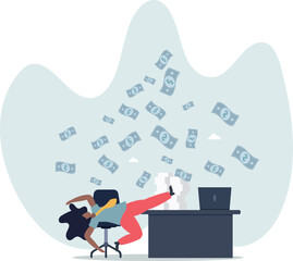 Passive income concept. A businesswoman sleeps at her desk.