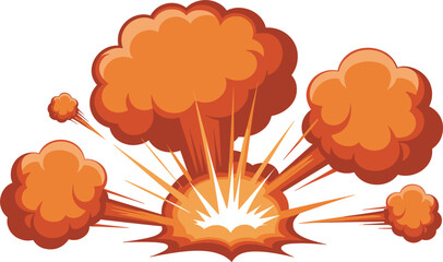 Powerful, Orange and Red Fire Explosion Vector Illustration, Cartoon Blast and Smoke Cloud for Action Design © MdMajnur