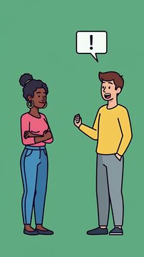 Pixel Art Two People Talking Dialogue Speech Bubbles Green Background