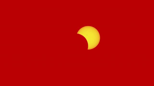 Solar Eclipse Time Lapse 500mm Telescope Shot with Red Filter Astrophotography