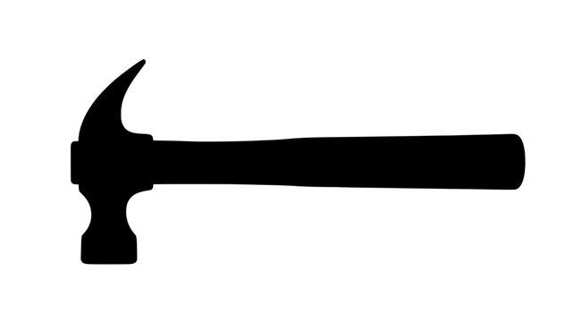A claw hammer silhouette and construction tool graphic design element. This hardware renovation icon is isolated on transparent background.