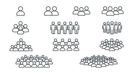 Crowd Icons: Different Group Sizes and Formations