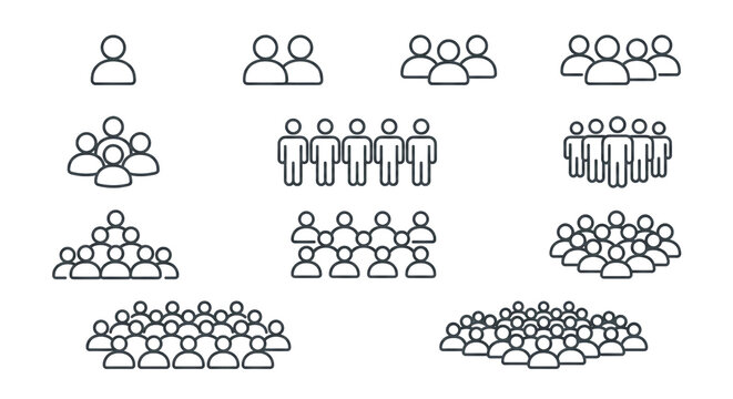 Crowd Icons: Different Group Sizes and Formations