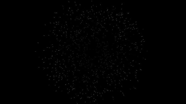 Circle burst fireworks explosion animation with glowing line shapes, modern abstract geometric blast motion graphics on black background, shiny pop up firework effect, fast dynamic movement, smooth ci