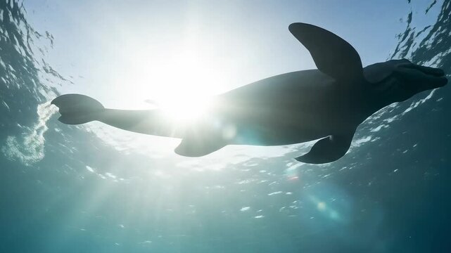 Plesiosaur Swimming in Ocean Depths: Prehistoric Marine Reptile Experience