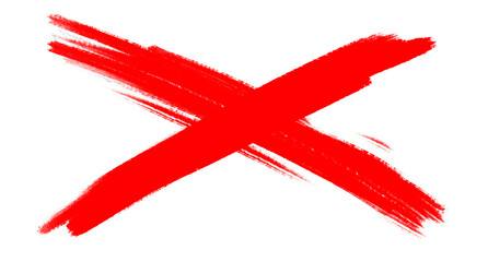 red cross sign made of oil paint