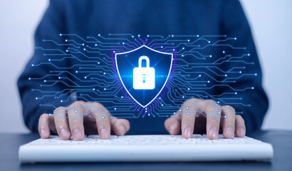 Lock screen concepts related to cybersecurity or internet network technology, such as cyber virus...