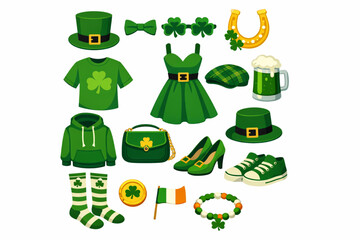 Saint Patrick Day lifestyle icon set
