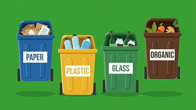 Recycling Bins Paper Plastic Glass Organic Waste Sorting