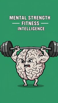 Pixel Brain Lifts Weight Mental Strength Fitness Intelligence