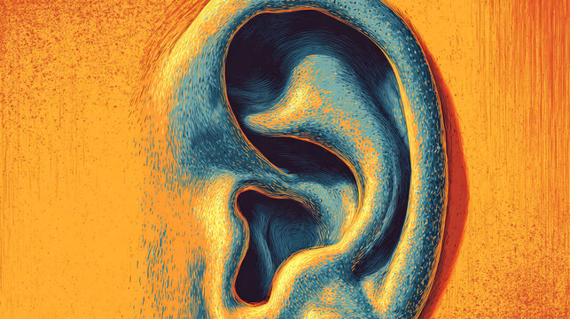 Close up of a painted ear