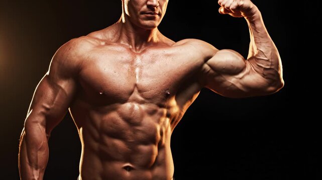 Muscular man flexing arm