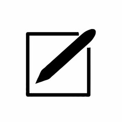 A minimalist vector graphic of a pencil on a notepad