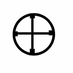 A black and white vector graphic of a crosshair target symbol