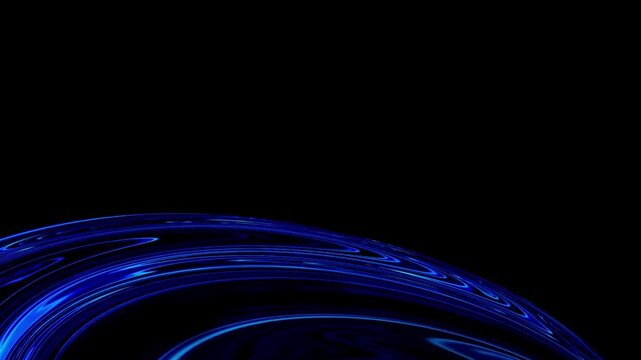 Blue Glowing Energy Liquid Abstract Motion Background with Flowing Neon Curves Seamless Loop on Black for High Tech Visuals
