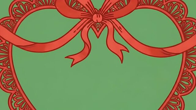 Red Heart Lace Frame with Ribbon Motion Graphic Background