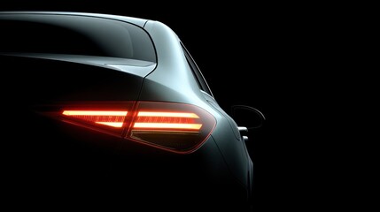 Automotive silhouette sleek car tail light detail on dark background