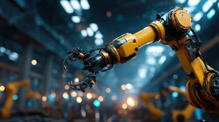 Robotic arm in manufacturing environment automation industry technology