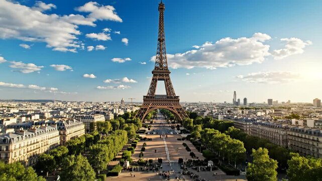 Eiffel Tower and Parisian buildings