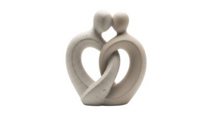 Abstract Concrete Sculpture Of Embracing Figures Forming A Heart