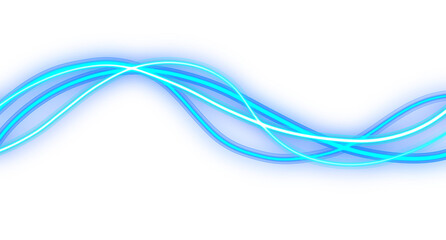 Fototapeta premium Isolated glowing cyan flowing lines on alpha channel for digital art