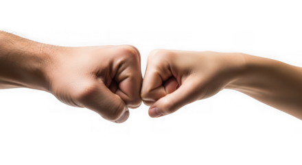 Two human fists bumping together in sign of greeting agreement or strong teamwork