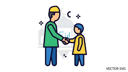 Father and Son Shaking Hands.