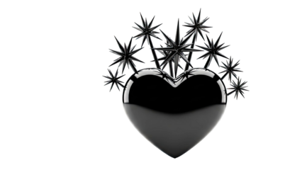 Black Heart with Spiky Stars