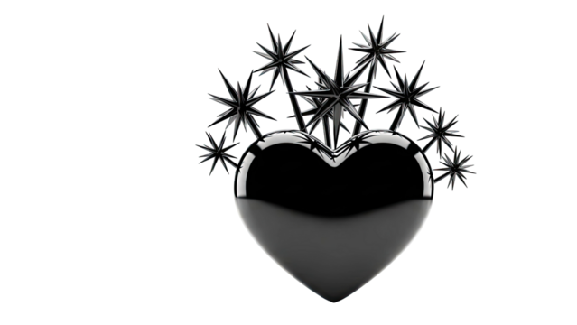 Black Heart with Spiky Stars - Powered by Adobe
