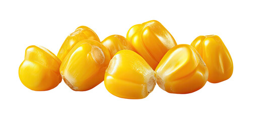 Close-up of glossy, golden-yellow corn kernels, illuminated against a dark, contrasting background