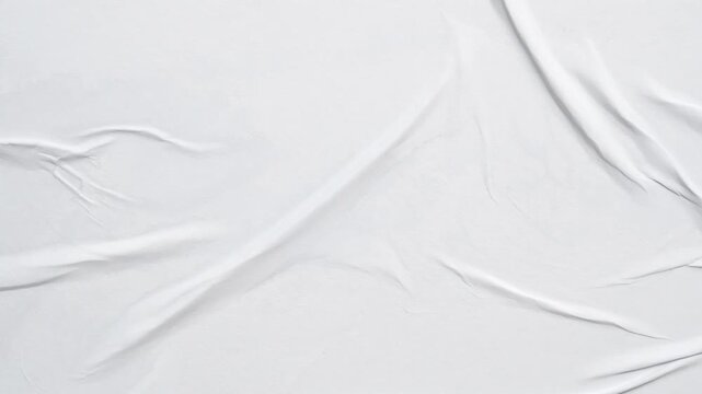 white crumpled and creased glued wrinkled paper poster texture background stop motion