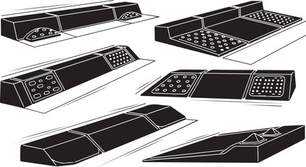 Various Black and White Illustrations of Computer Keyboards Displayed