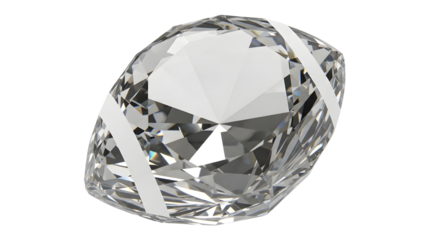 Close-up of a sparkling clear diamond with many facets isolated on white background, perfect for luxury and jewelry concepts