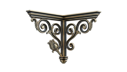 Ornate Brass Corner Bracket with Rose Motif