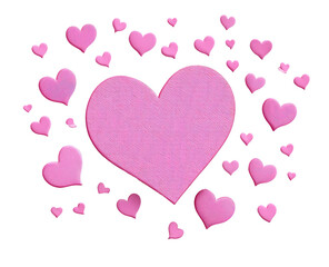 Pink hearts of various sizes float against a black background, a symbol of love and affection