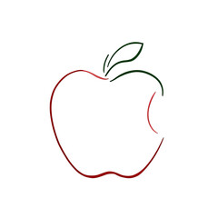 Fototapeta premium A stylized outline of a fruit featuring red and green accents on a dark background