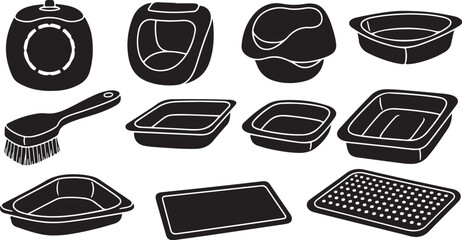 Black and white kitchen utensil icons for cooking and baking