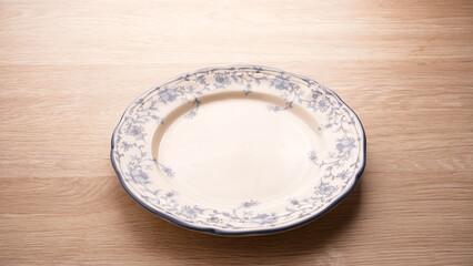 Plate with blue floral ornament, Asian traditional tableware