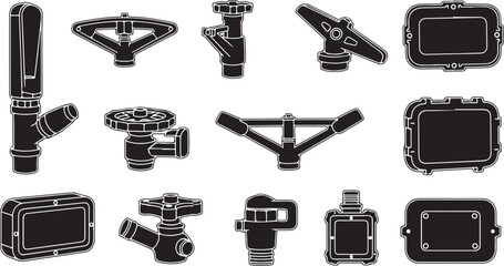 Collection of various camera and monitor icons in black