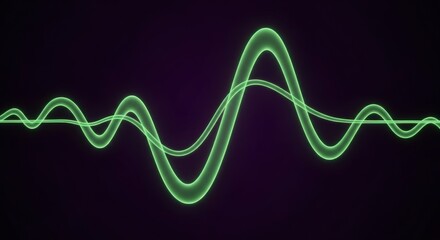 A vibrant green waveform oscillates against a dark background