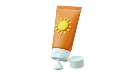 Sunscreen tube with sun icon and dripping cream